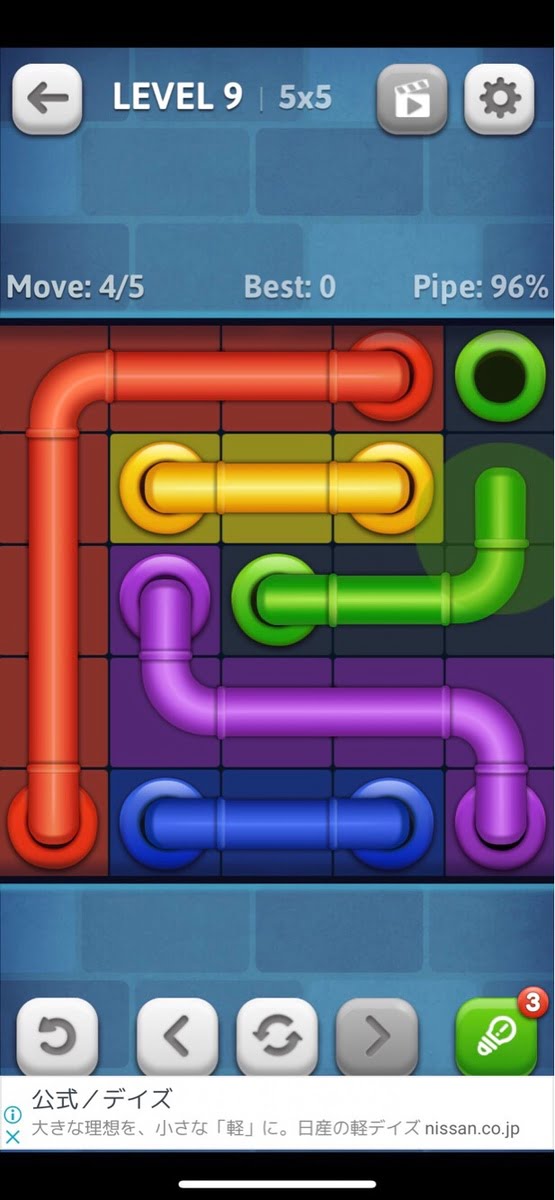 【Line Puzzle pipe art（ラインパズルパイプアート）攻略】Size5 レベル1〜10を解説！